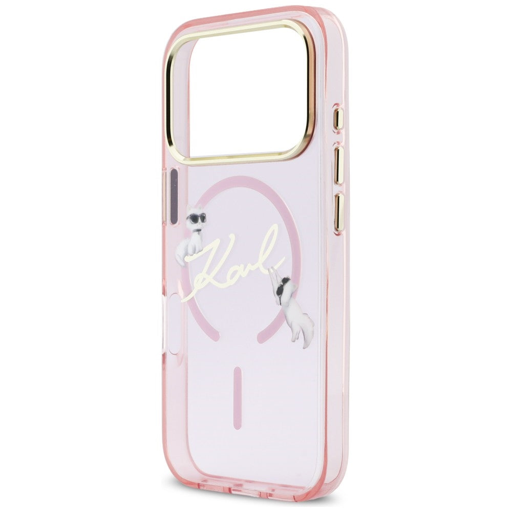 Karl Lagerfeld IML Choupettes Karl Script Logo MagSafe Case til iPhone 17 Pro - Pink