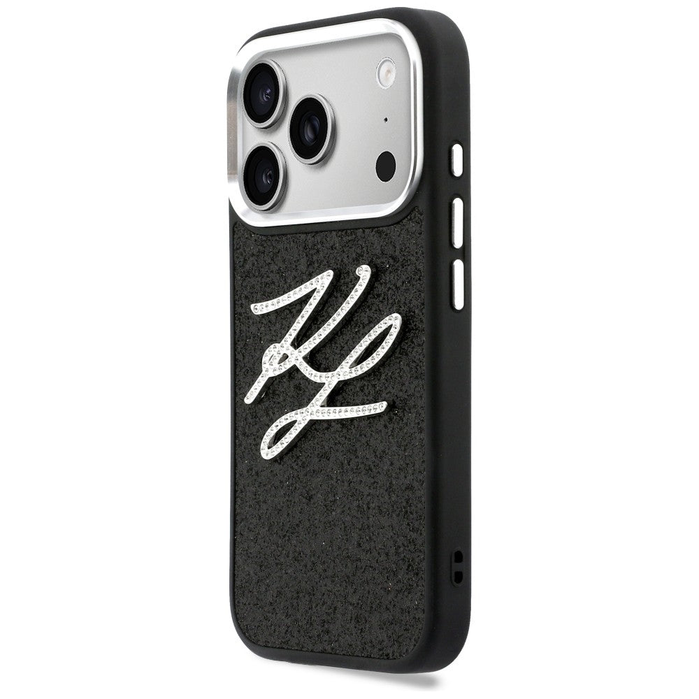 Karl Lagerfeld IML Glitter KL Diamond Logo Case til iPhone 17 Pro - sort
