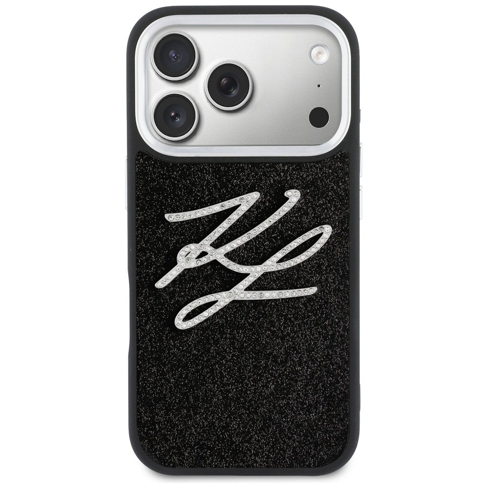 Karl Lagerfeld IML Glitter KL Diamond Logo Case til iPhone 17 Pro - sort