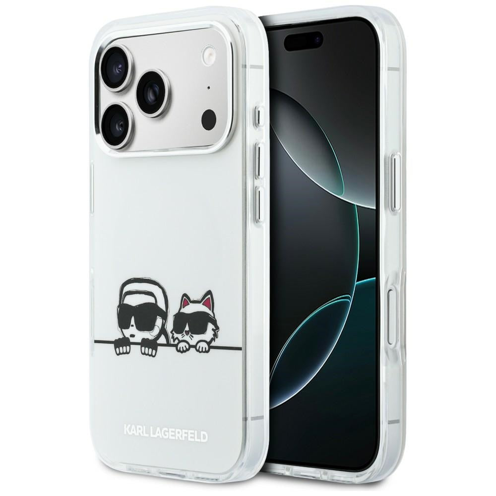Karl Lagerfeld IML Karl & Choupette Peekaboo Logo MagSafe Case til iPhone 17 Pro Max - Hvid