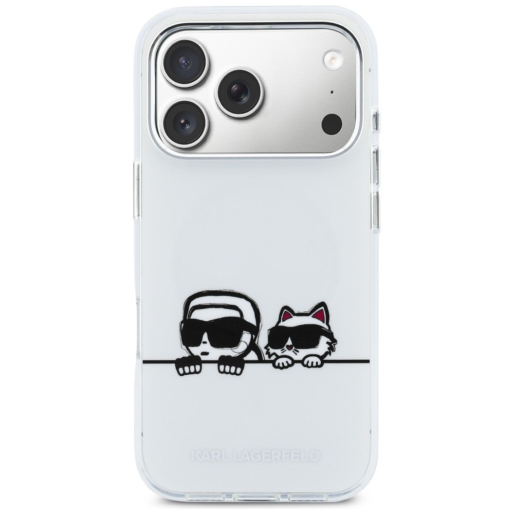 Karl Lagerfeld IML Karl & Choupette Peekaboo Logo MagSafe Case til iPhone 17 Pro Max - Hvid