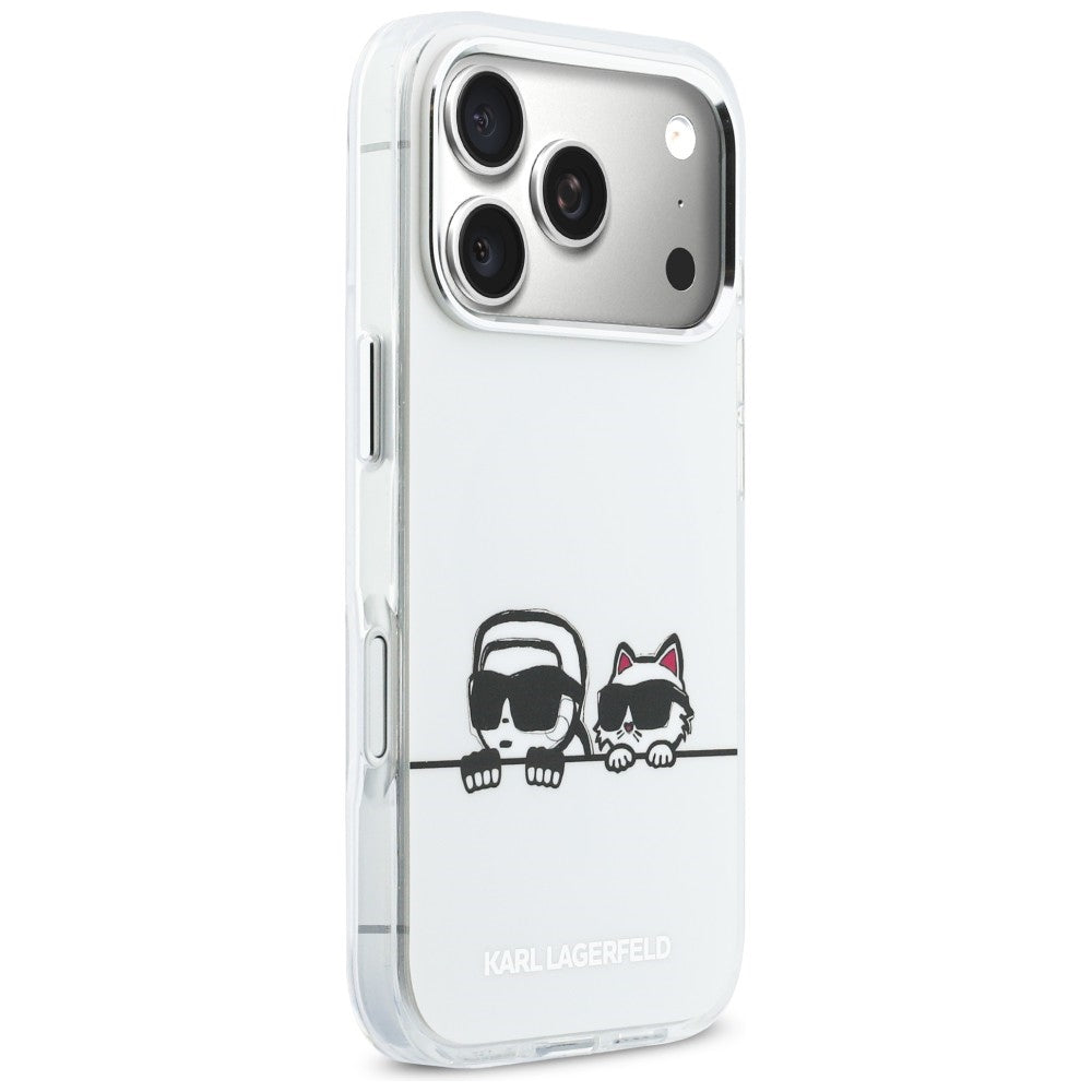 Karl Lagerfeld IML Karl & Choupette Peekaboo Logo MagSafe Case til iPhone 17 Pro Max - Hvid