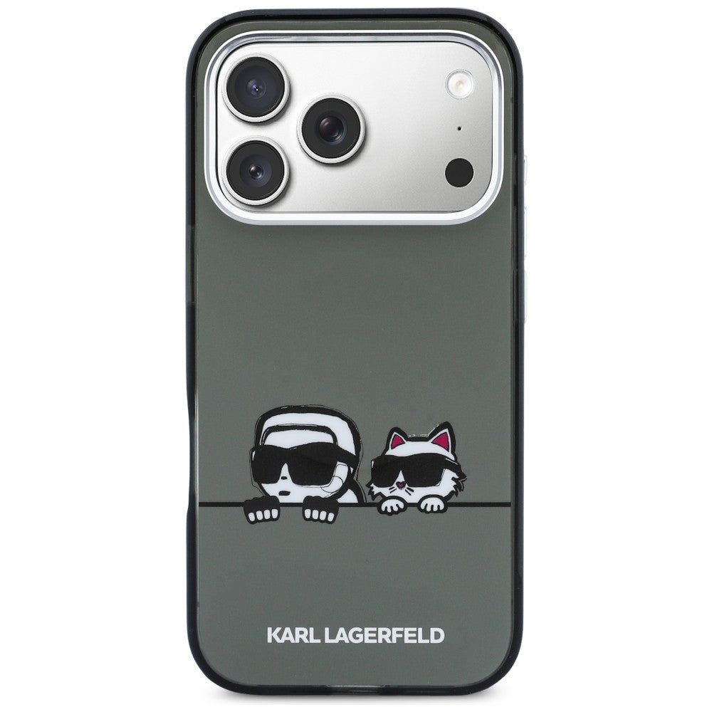 Karl Lagerfeld IML Karl & Choupette Peekaboo Logo MagSafe Case til iPhone 17 Pro Max - sort