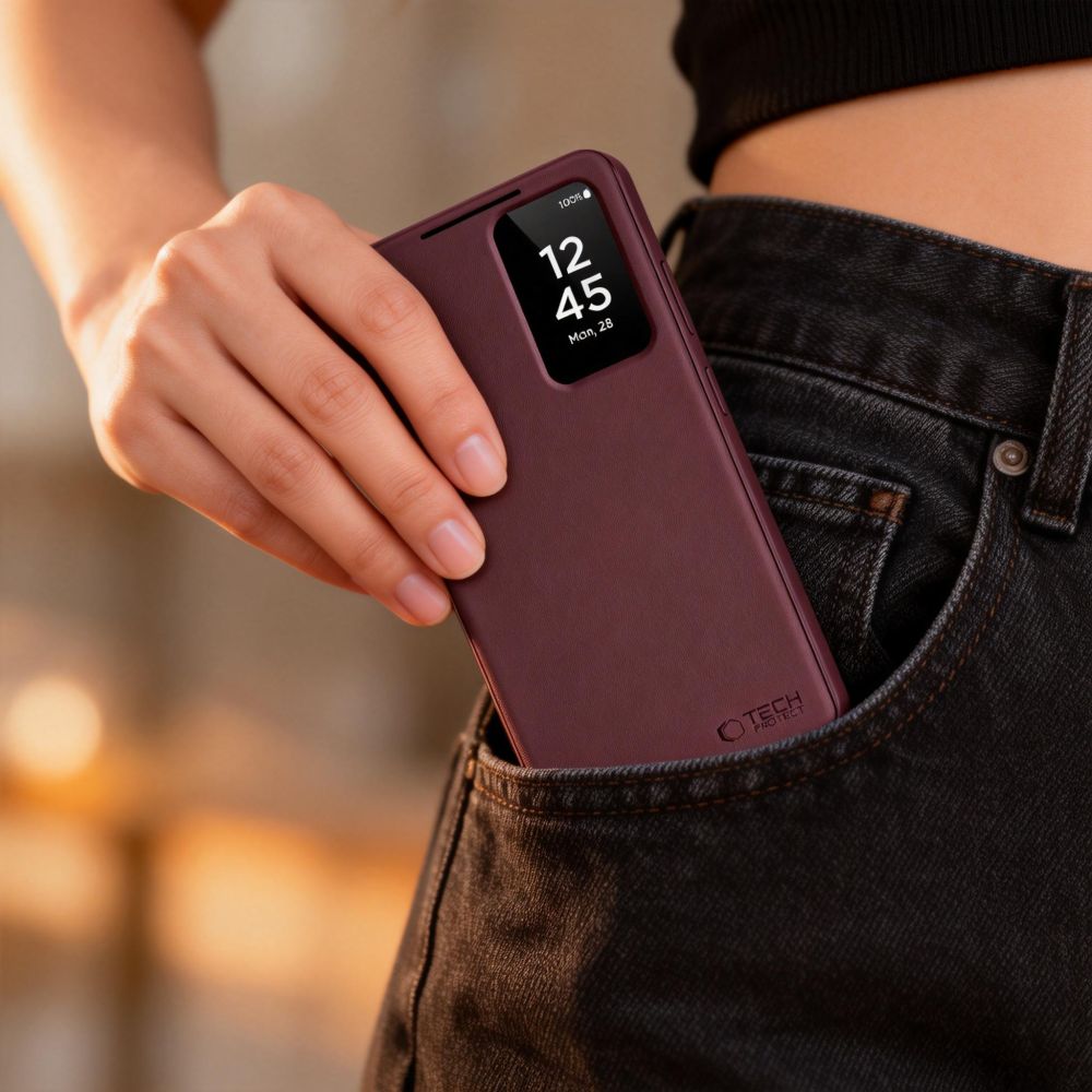 Tech-Protect Wallet Case til Samsung Galaxy S26+ - Burgundy