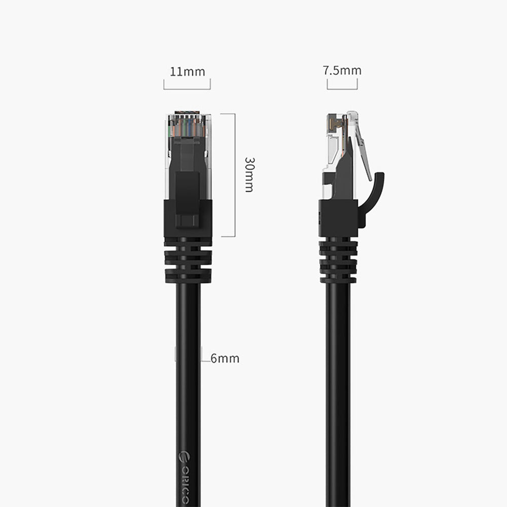 Orico PUG-C6 CAT6 1000Mbps RJ45 Ethernet Network Cable LAN Round 2m - Black