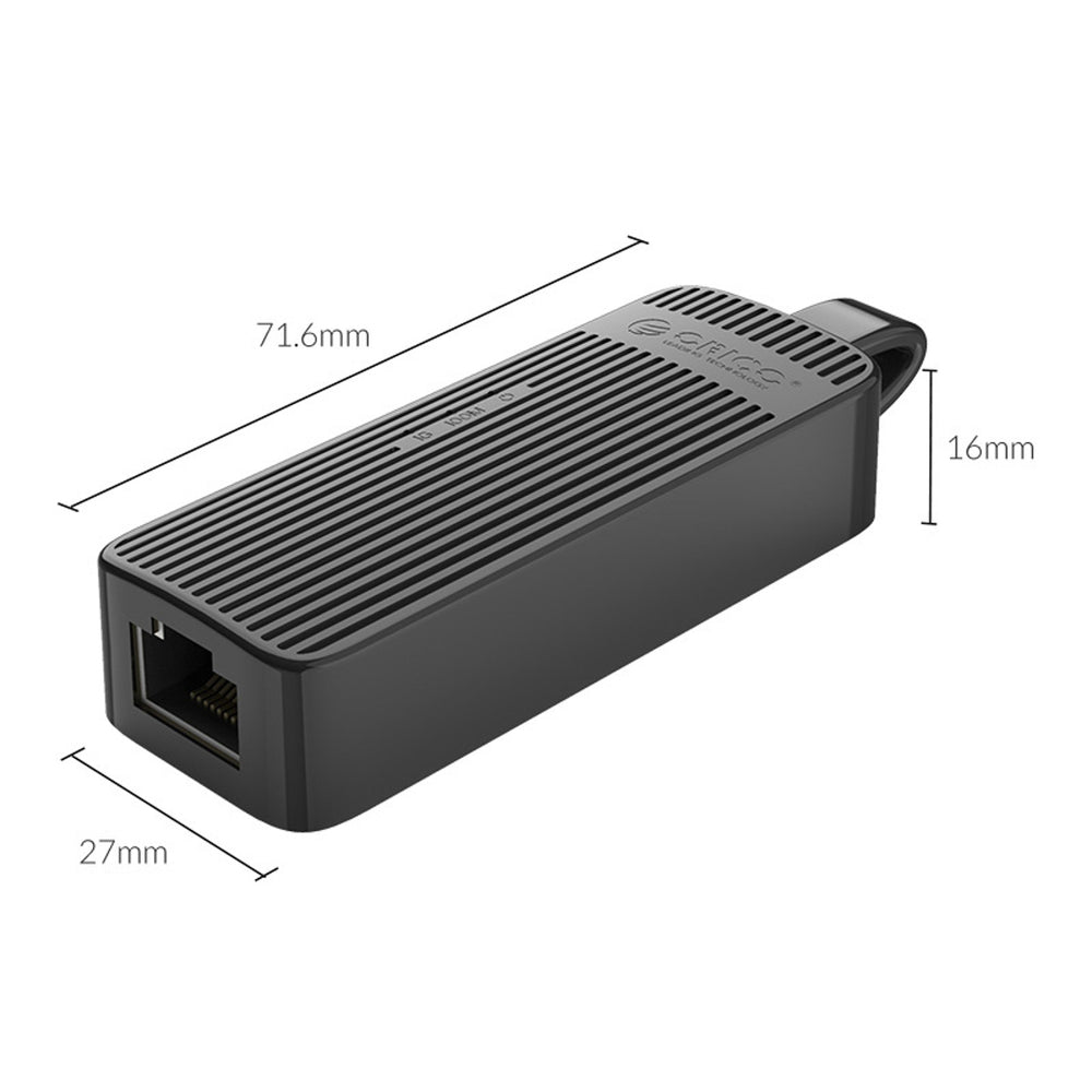 Orico UTK-U3 USB-A 3.0 to RJ45 Gigabit Ethernet 1 Gbps Network Adapter - Black