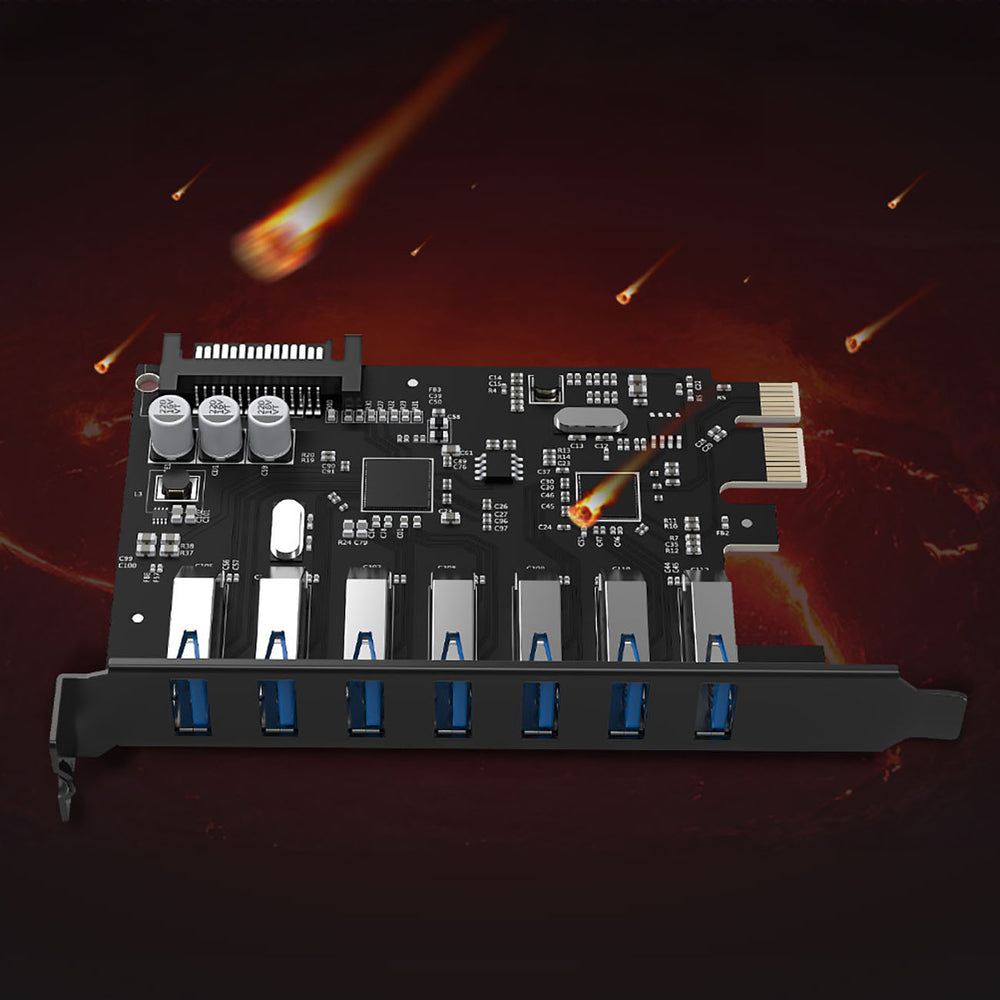 Orico PVU3 PCI-E 7x USB 3.0 Expansion Card for Desktop - Black
