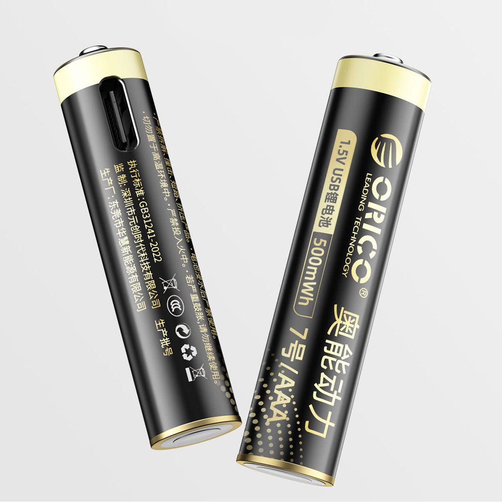 Orico Ener-G EG7C AAA Lithium Battery 1.5V 500mWh USB-C Rechargeable Battery with Charging Cable 2 pcs.