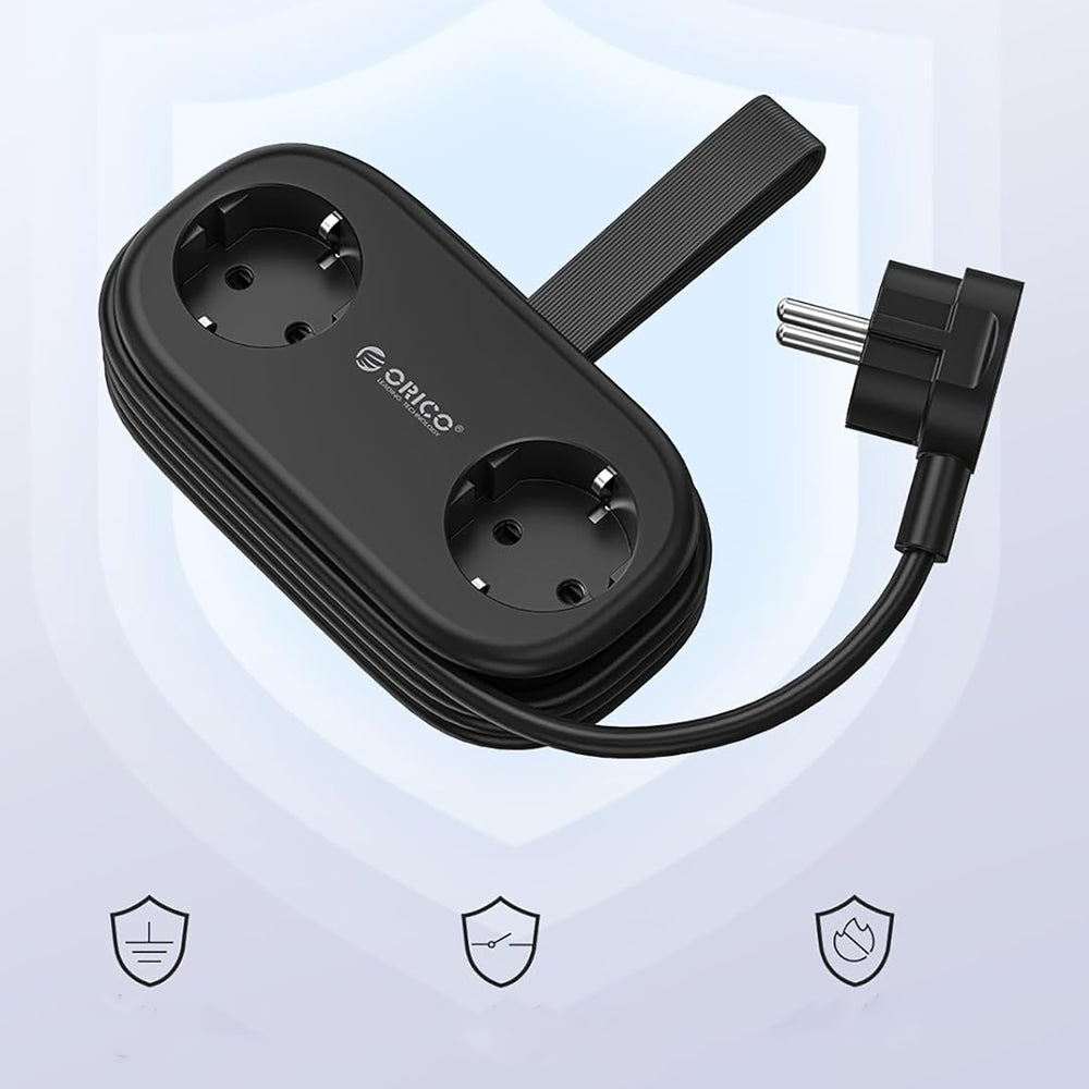 Orico APP 15.5W 5in1 Power Strip 2x AC + 2x USB-A + 1x USB-C - Black