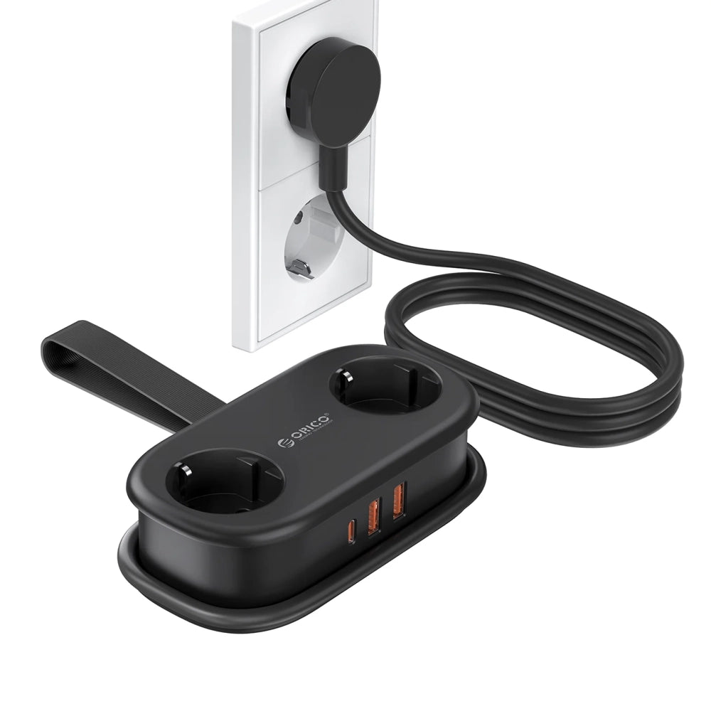 Orico APP 15.5W 5in1 Power Strip 2x AC + 2x USB-A + 1x USB-C - Black