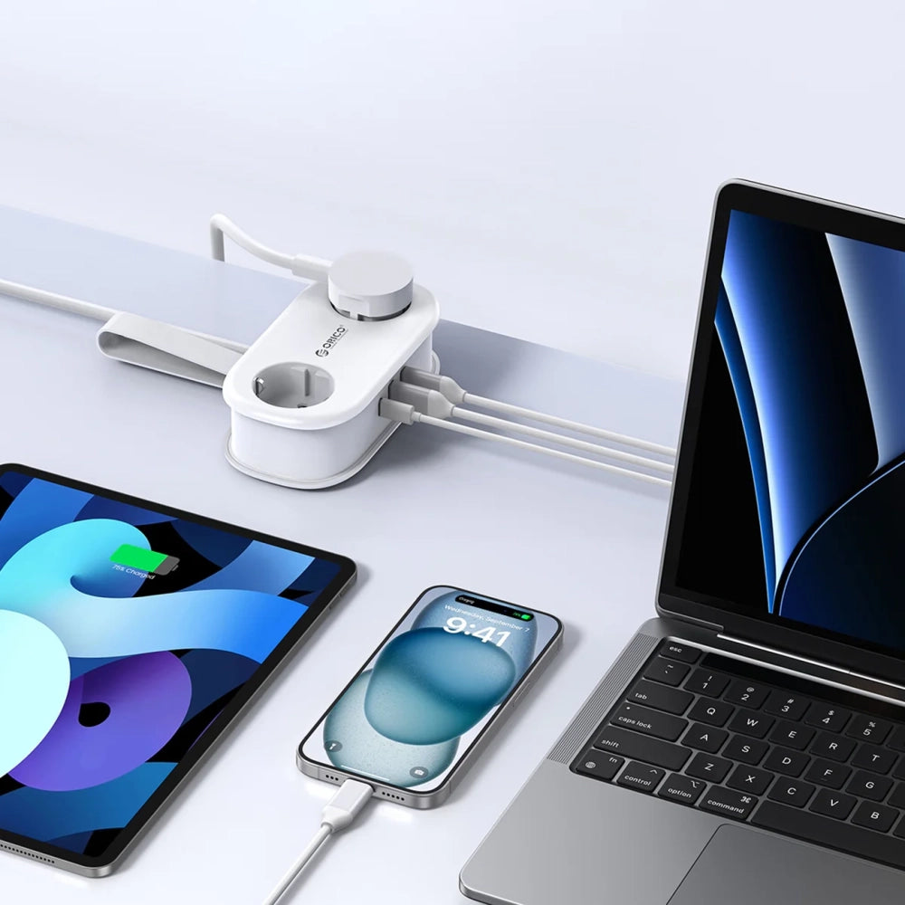 Orico APP 15.5W 5in1 Power Strip 2x AC + 2x USB-A + 1x USB-C - White