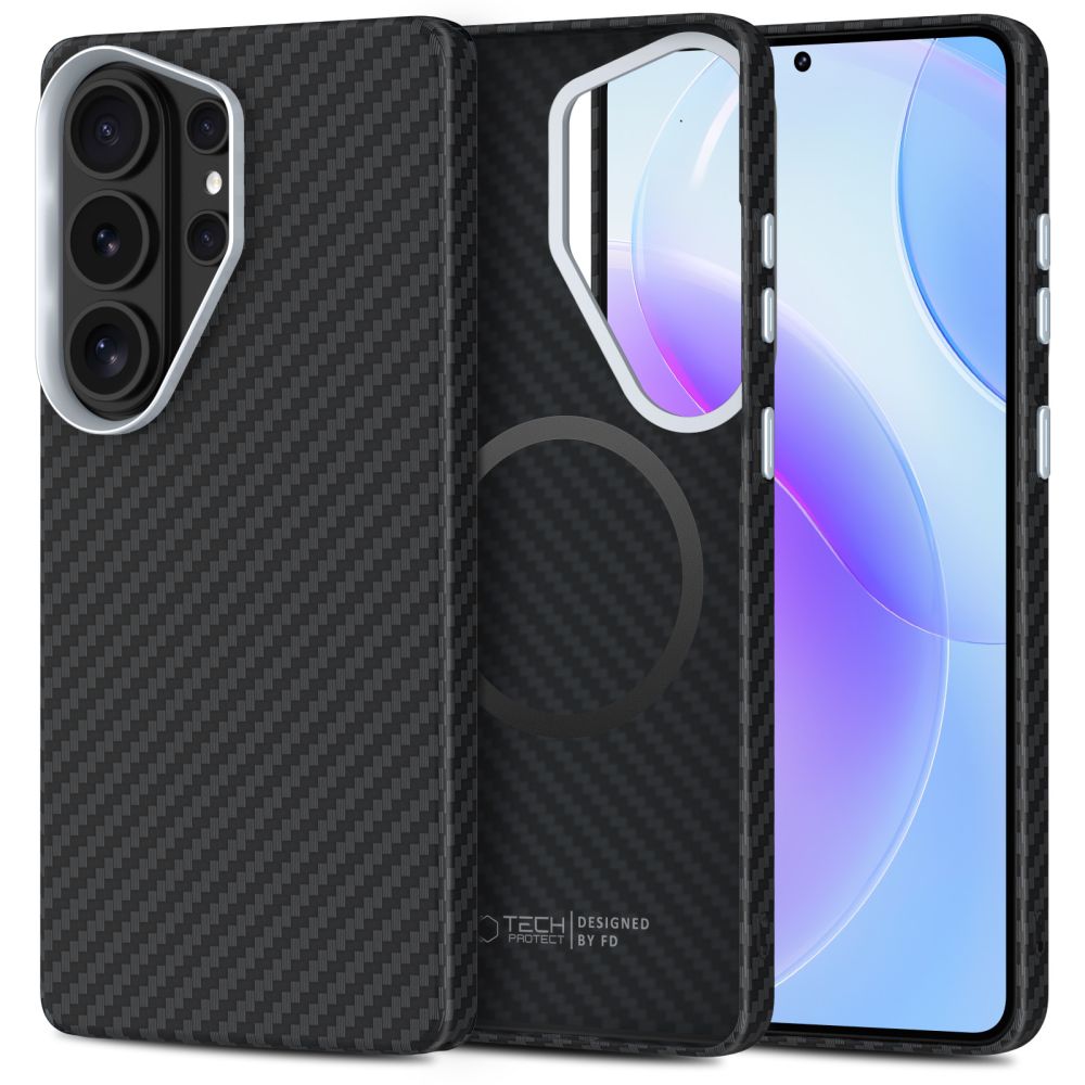 Tech-Protect Ion Carbon MagSafe Case til Samsung Galaxy S26 Ultra - sort og sølv