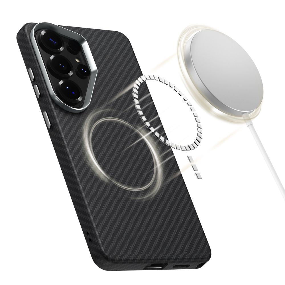 Tech-Protect Ion Carbon MagSafe Case til Samsung Galaxy S26 Ultra - sort og sølv