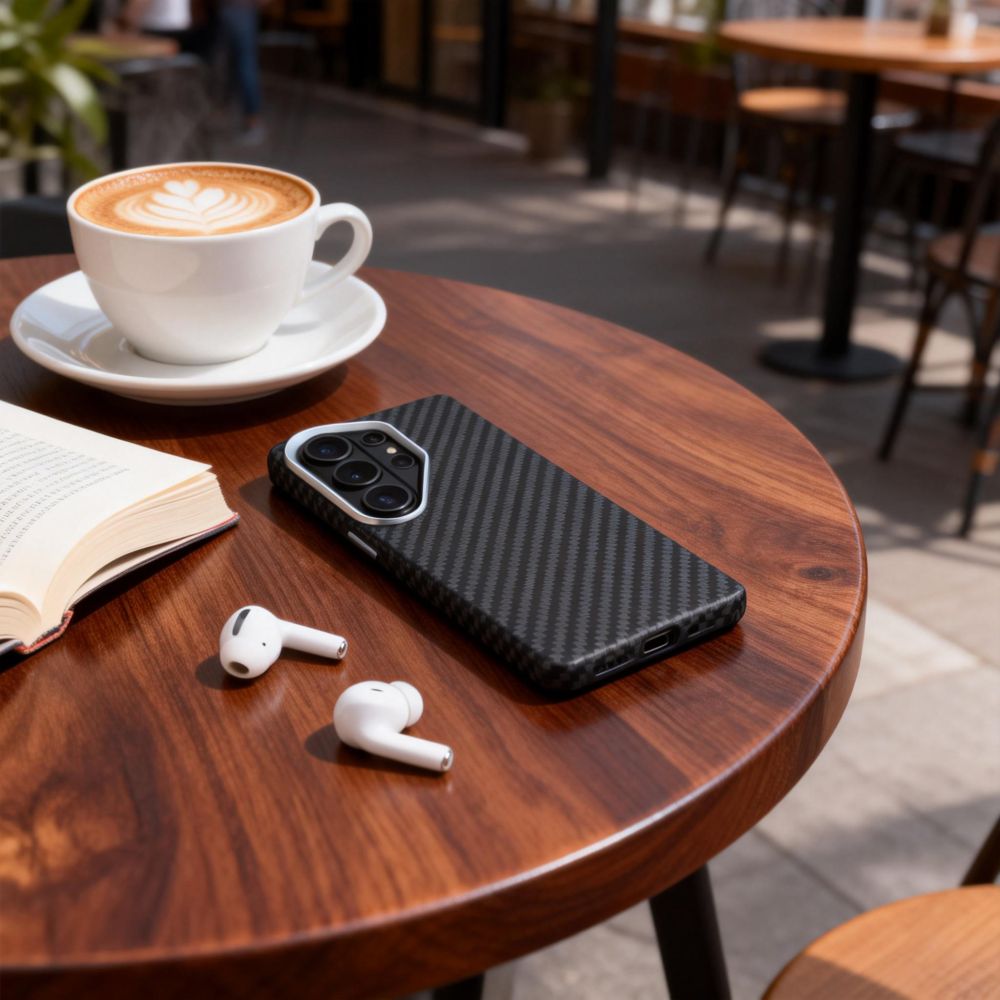 Tech-Protect Ion Carbon MagSafe Case til Samsung Galaxy S26 Ultra - sort og sølv