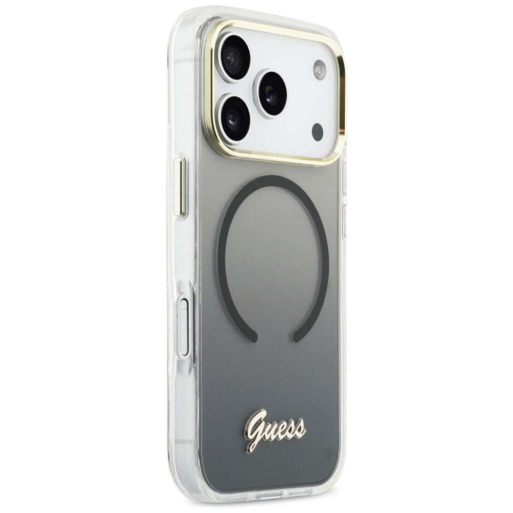 Guess IML Gradient Script Metal MagSafe Case til iPhone 17 Pro - sort
