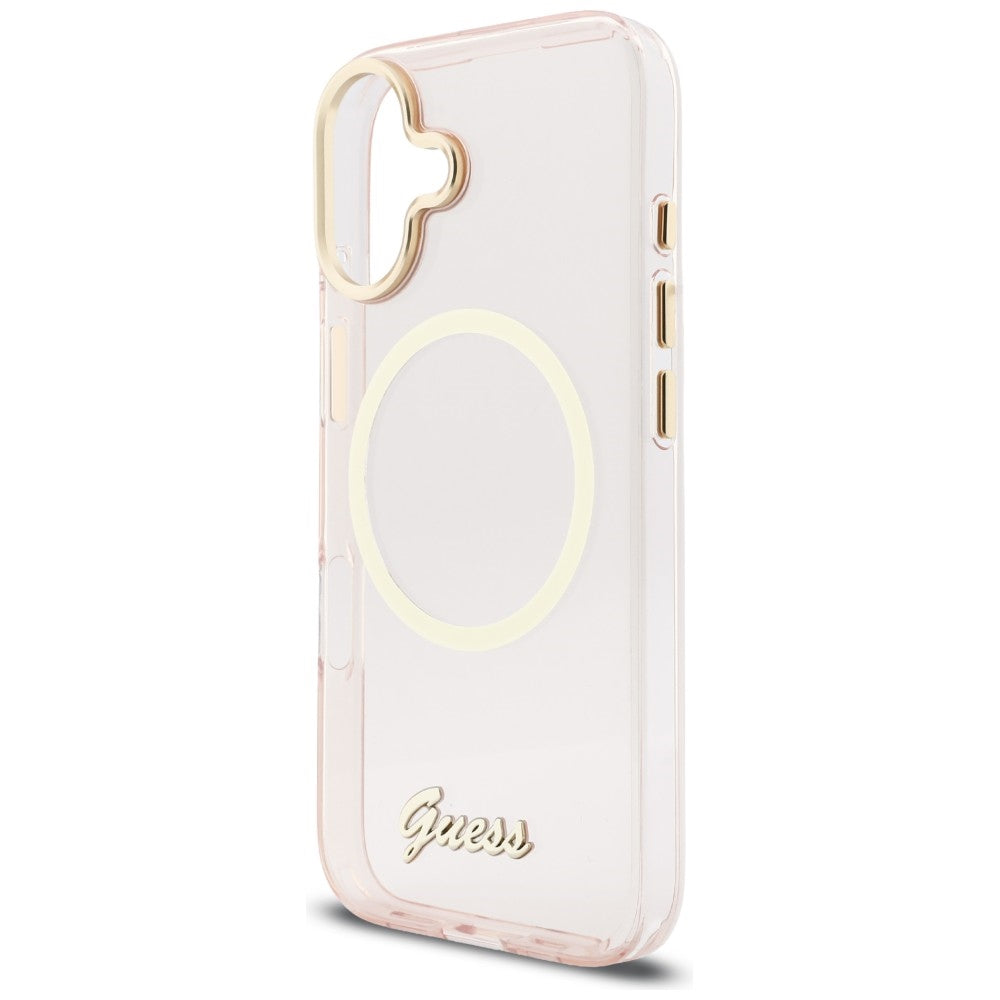 Guess IML Script Metal MagSafe Case til iPhone 17 - Pink
