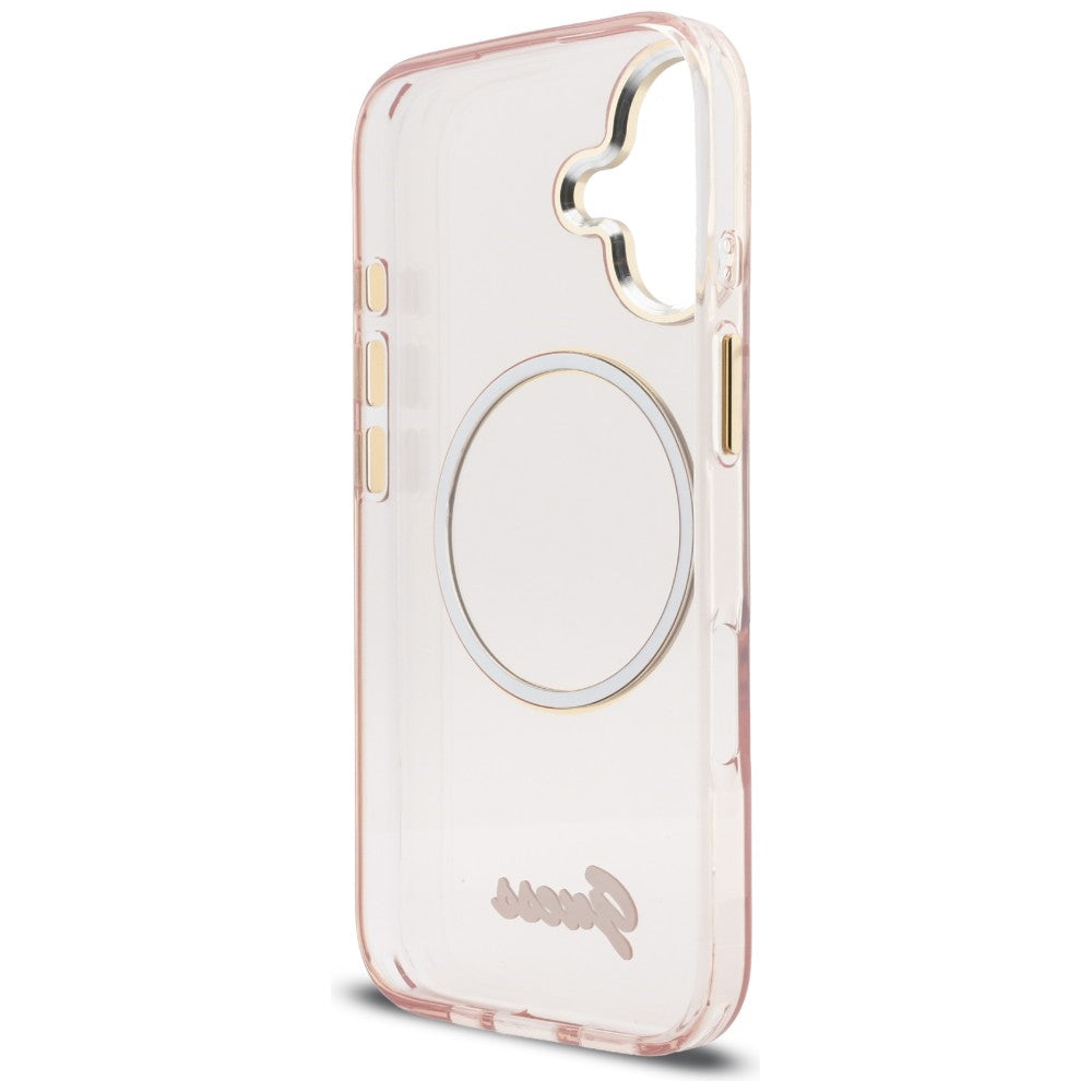 Guess IML Script Metal MagSafe Case til iPhone 17 - Pink