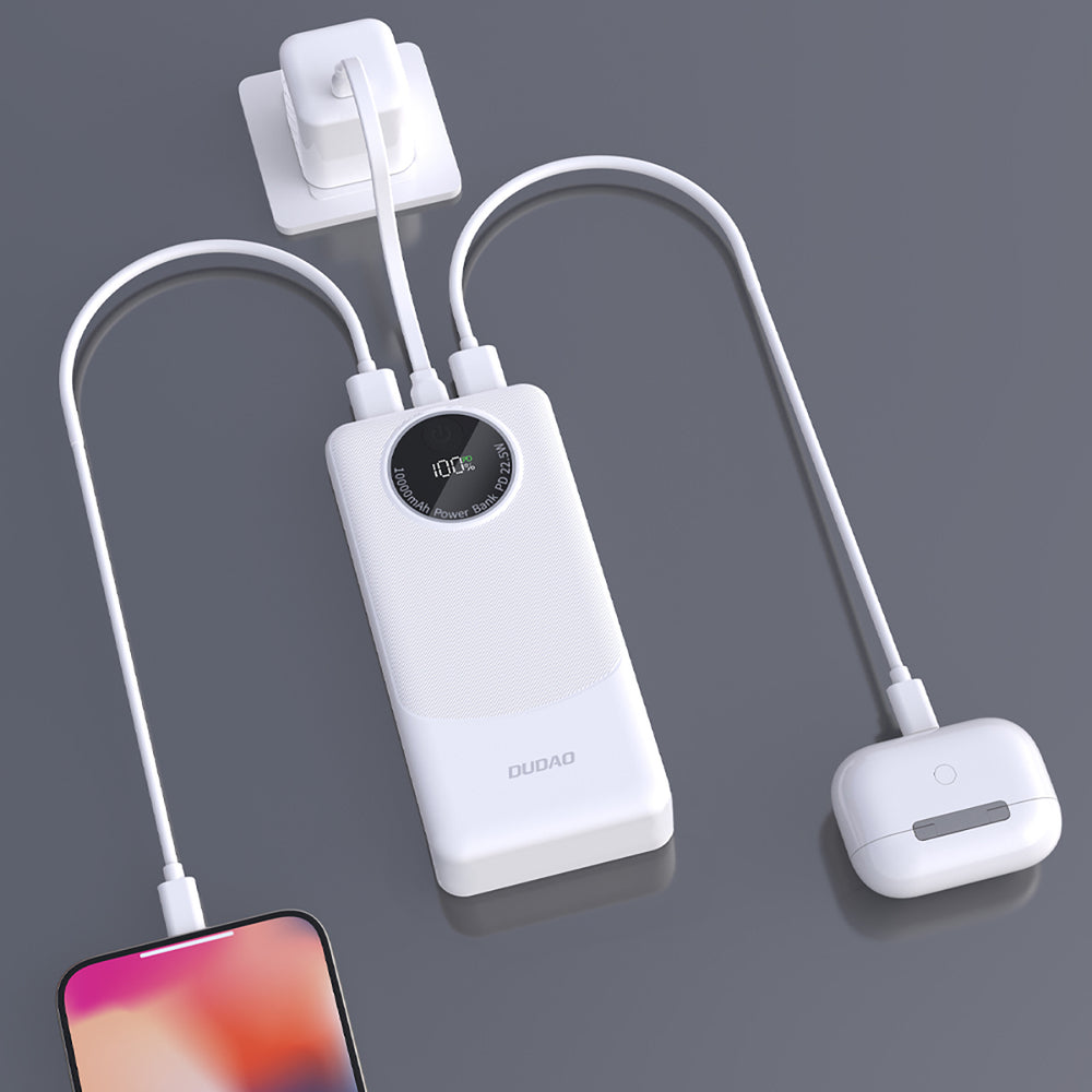 Dudao K12Pro Power Bank 22.5W PD 20000mAh USB-A, USB-C - Hvid