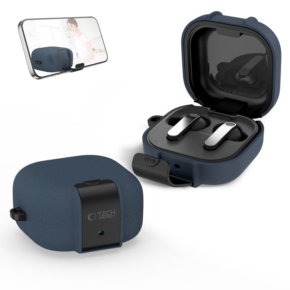 Tech-Protect Slim Hook Case til Samsung Galaxy Buds 4 / 4 Pro - Navy Blue