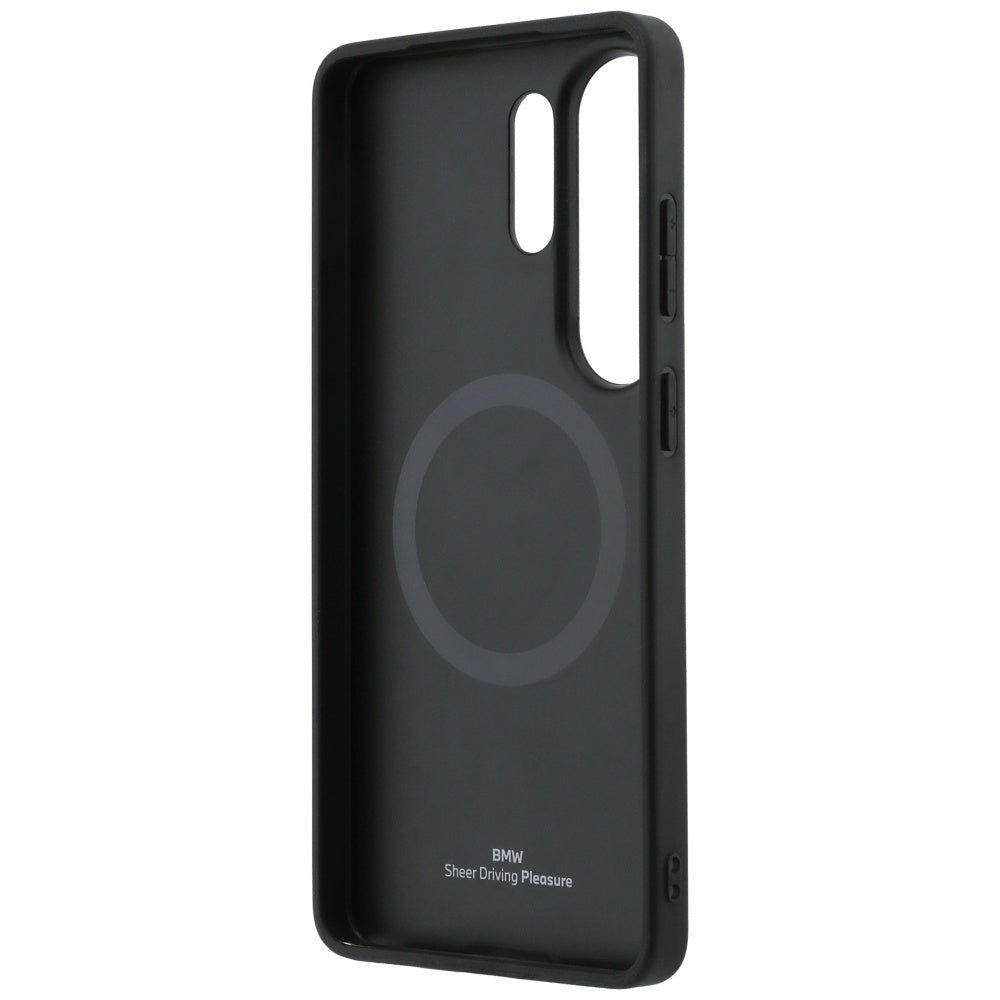 BMW læder Hot Stamp MagSafe Case til Samsung Galaxy S26 Ultra - sort