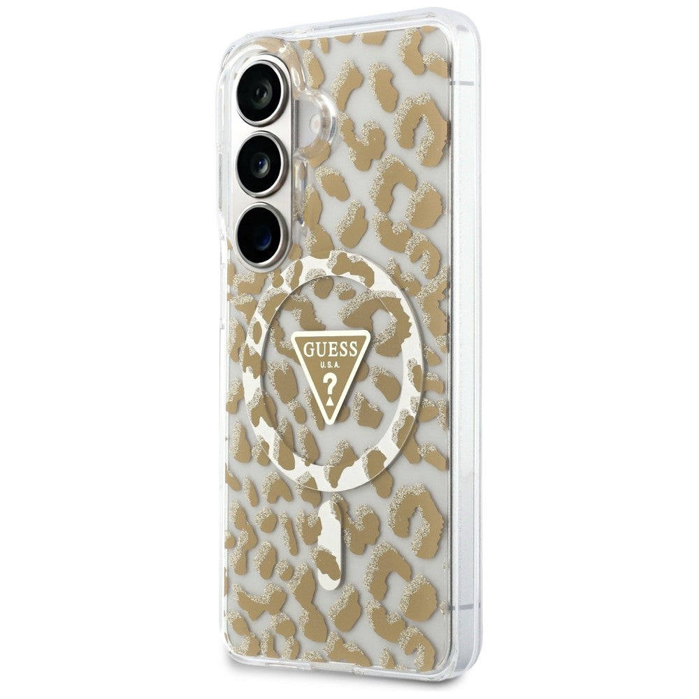 Guess IML Leopard Print Triangle MagSafe Case til Samsung Galaxy S26 - Brunt