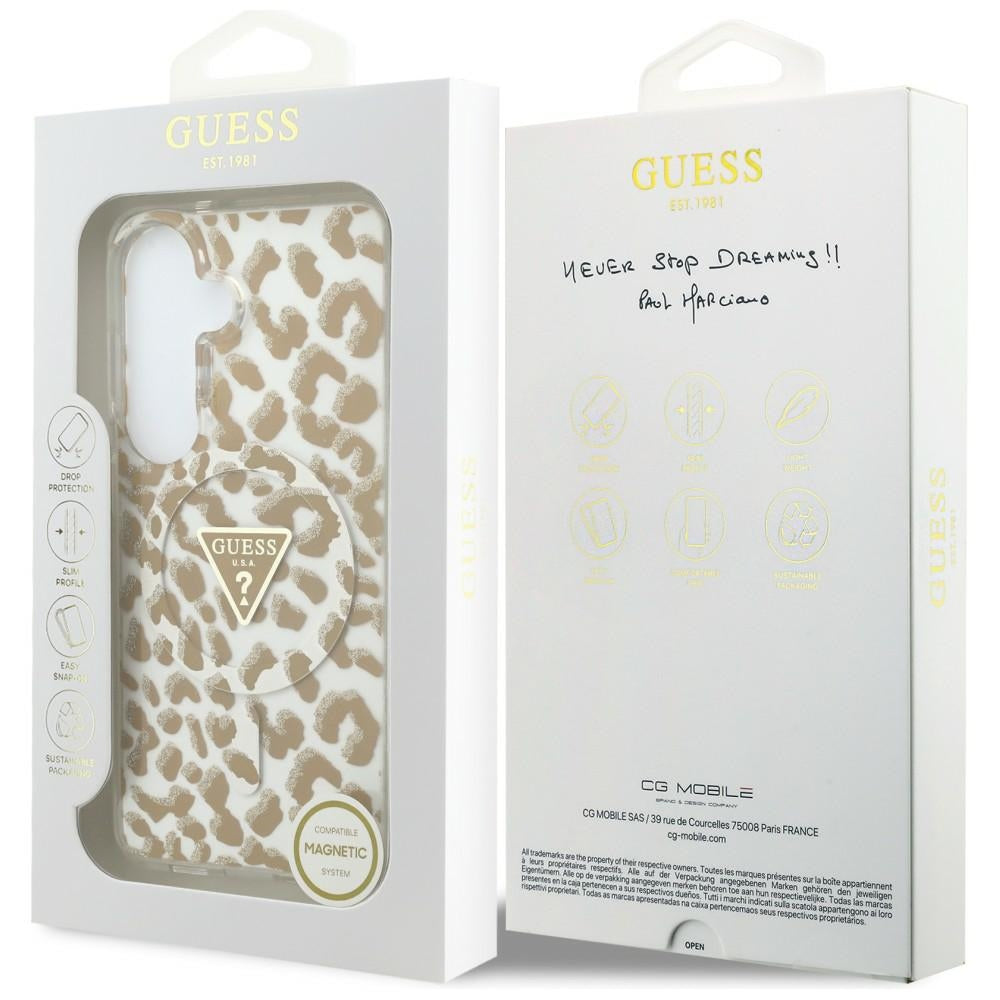Guess IML Leopard Print Triangle MagSafe Case til Samsung Galaxy S26 - Brunt