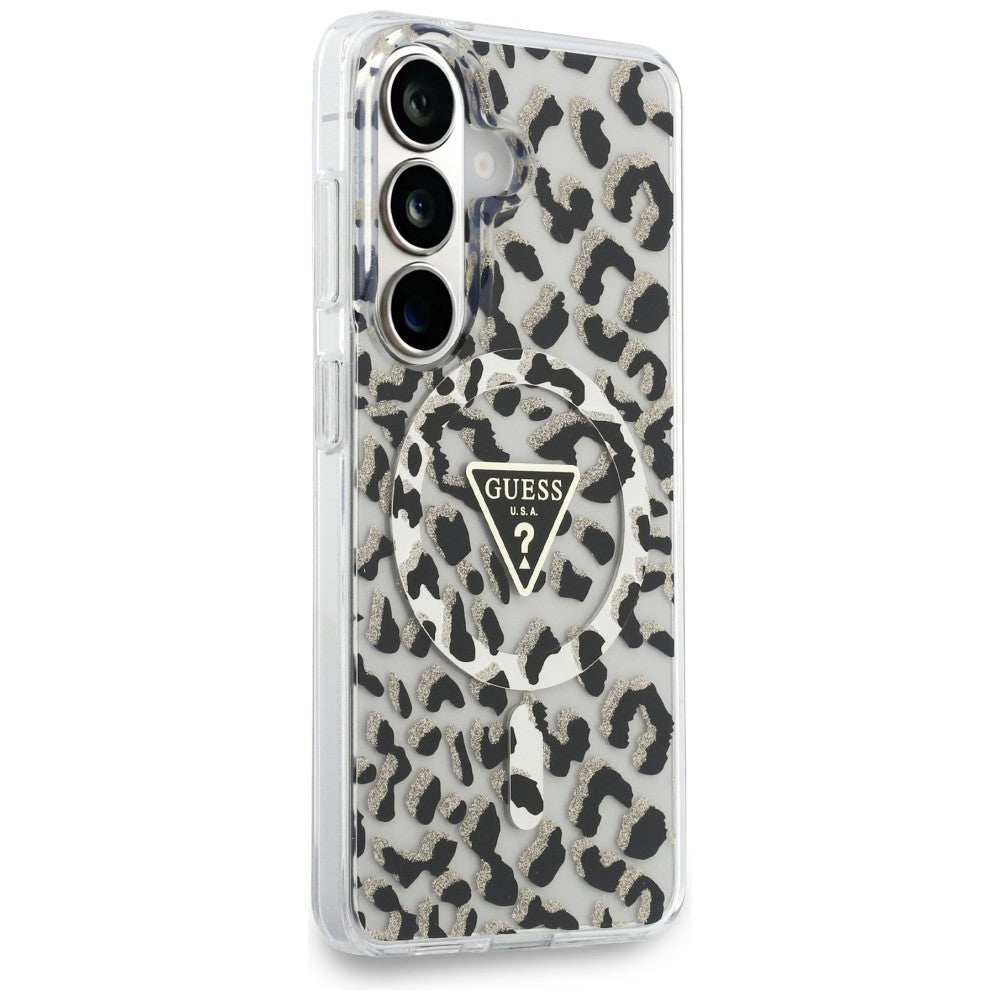 Guess IML Leopard Print Triangle MagSafe Case til Samsung Galaxy S26 - sort