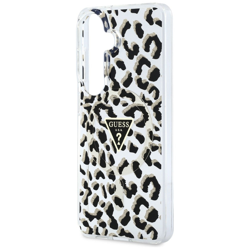 Guess IML Leopard Print Triangle MagSafe Case til Samsung Galaxy S26 - sort