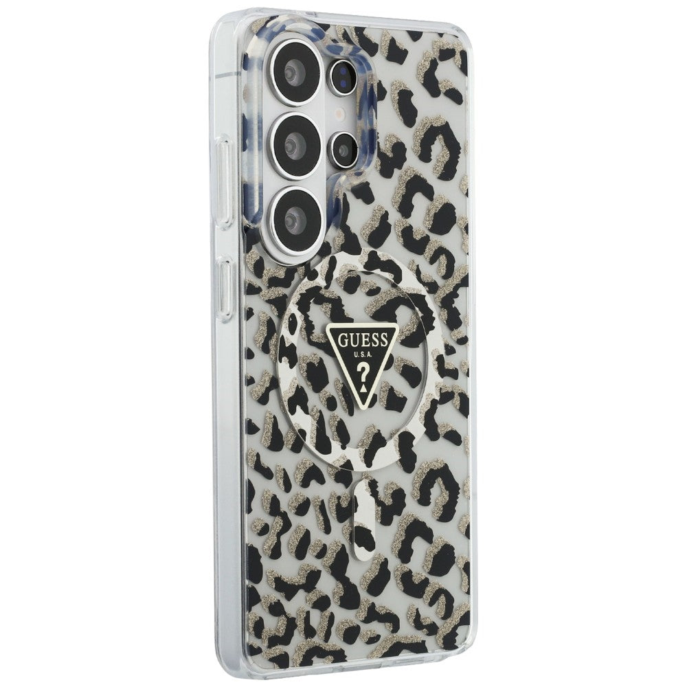 Guess IML Leopard Print Triangle MagSafe Case til Samsung Galaxy S26 Ultra - sort