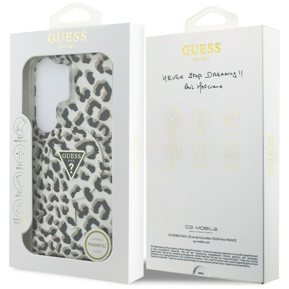 Guess IML Leopard Print Triangle MagSafe Case til Samsung Galaxy S26 Ultra - sort