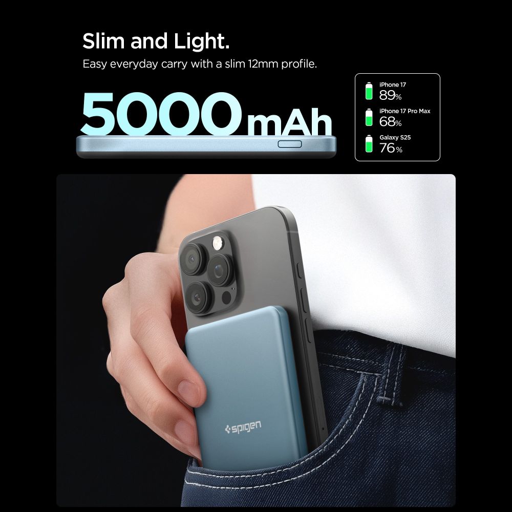 Spigen EA2205MQ Essential MagSafe 5000MAH 22.5W QI2 Power Bank - Navy Blue