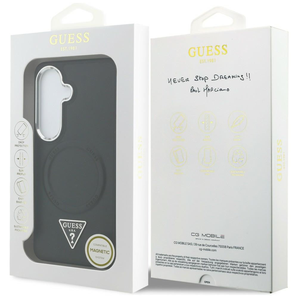 Guess Embossed Ring Triangle Logo MagSafe-kasse til Samsung Galaxy S26 - sort