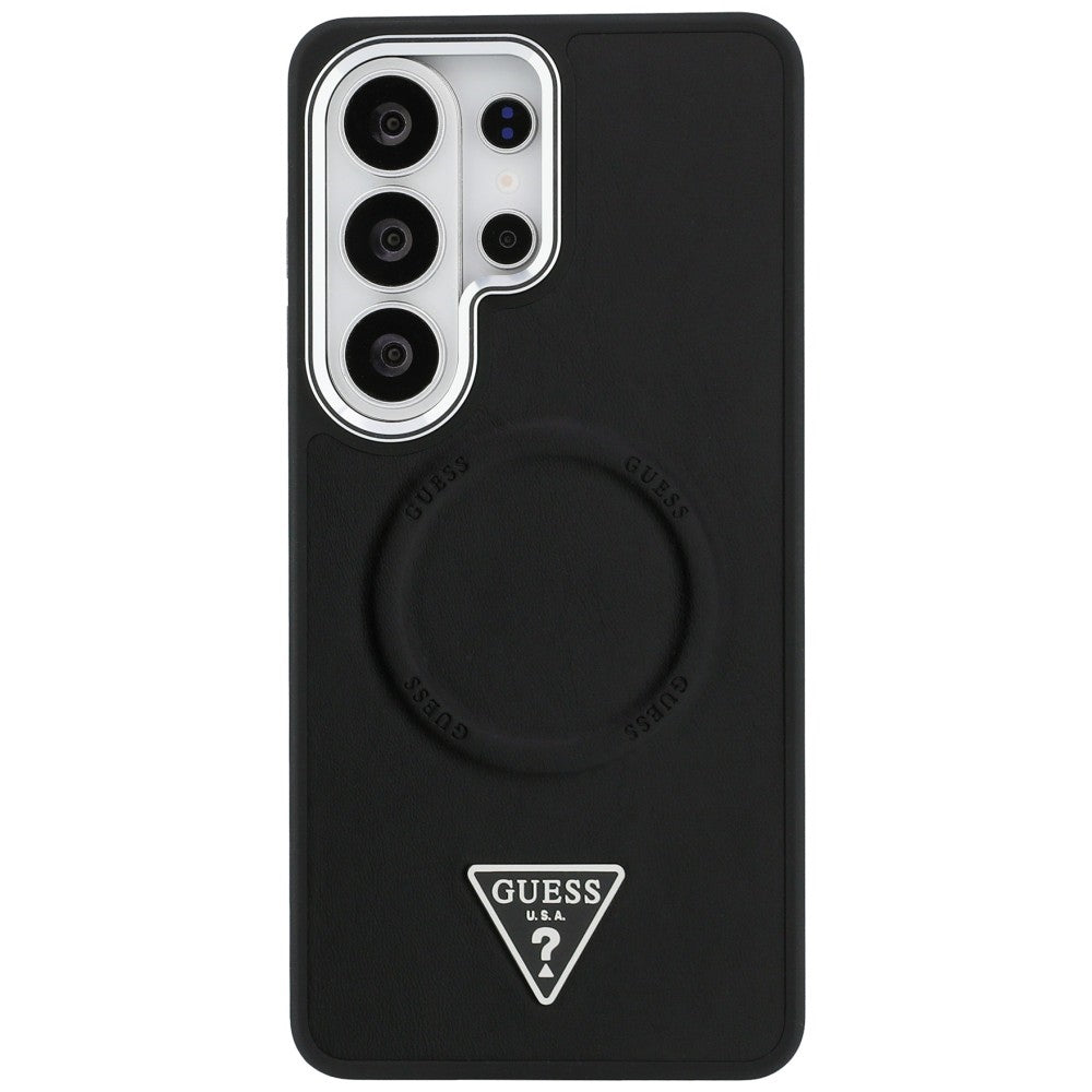 Guess Embossed Ring Triangle Logo MagSafe Case til Samsung Galaxy S26 Ultra - sort