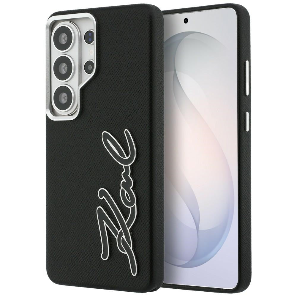 Karl Lagerfeld Grained Signature Metal Resin Logo Case til Samsung Galaxy S26 Ultra - sort