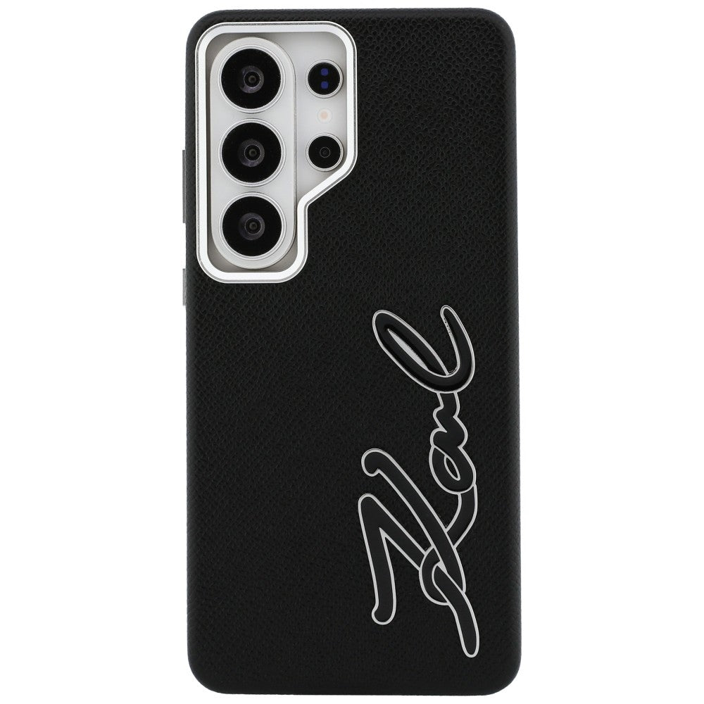 Karl Lagerfeld Grained Signature Metal Resin Logo Case til Samsung Galaxy S26 Ultra - sort