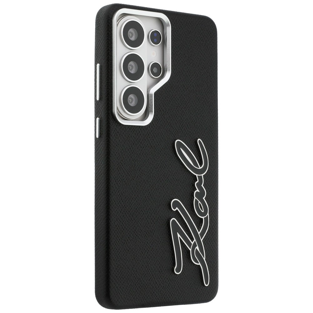 Karl Lagerfeld Grained Signature Metal Resin Logo Case til Samsung Galaxy S26 Ultra - sort