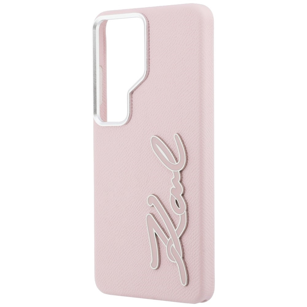Karl Lagerfeld Grained Signature Metal Resin Logo Case til Samsung Galaxy S26 Ultra - Pink