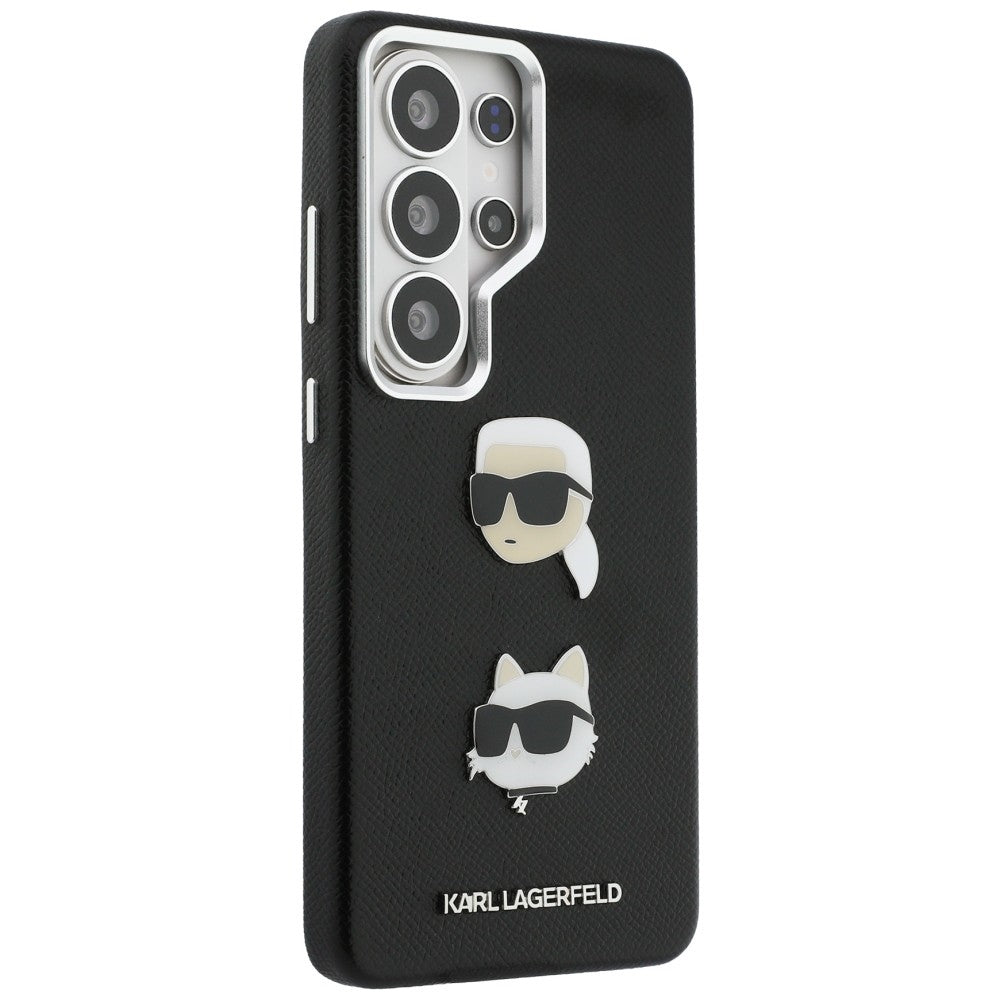 Karl Lagerfeld Saffiano Dobbelthovedet metalfoder til Samsung Galaxy S26 Ultra - sort