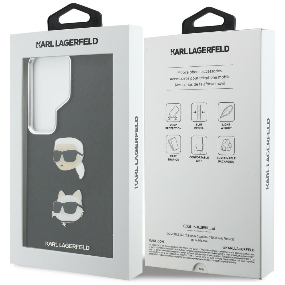 Karl Lagerfeld Saffiano Dobbelthovedet metalfoder til Samsung Galaxy S26 Ultra - sort