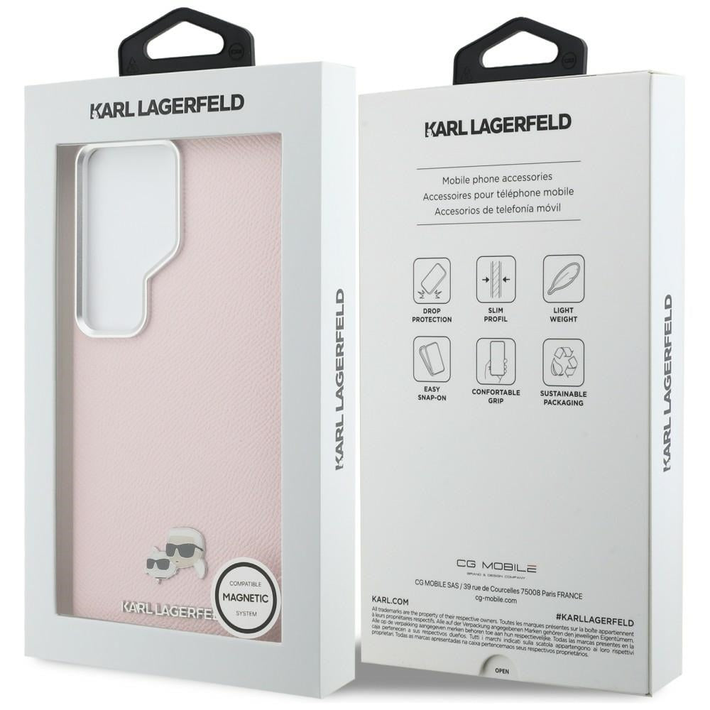 Karl Lagerfeld Saffiano KC Metal Logo MagSafe Case til Samsung Galaxy S26 Ultra - Pink