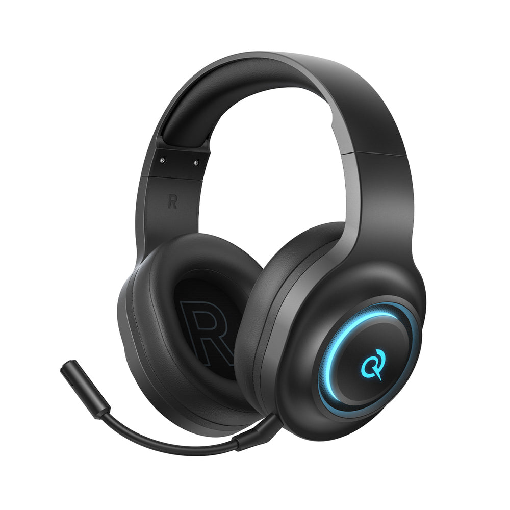 QCY V200 Pro Wired Gaming Headphones with 7.1 Sound and Detachable Microphone - Black