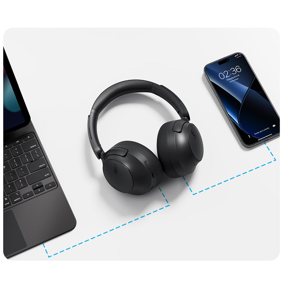 QCY H3S Wireless On-Ear Headphones with LDAC and ANC Noise Cancellation - Black