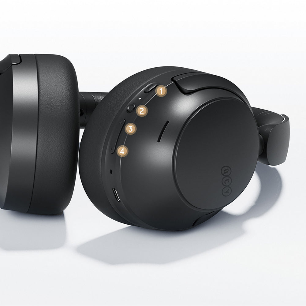 QCY H3S Wireless On-Ear Headphones with LDAC and ANC Noise Cancellation - Black