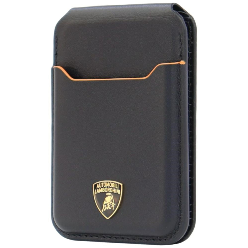 Lamborghini D1 Genuine Leather MagSafe mobiltelefon tegnebog - sort og orange