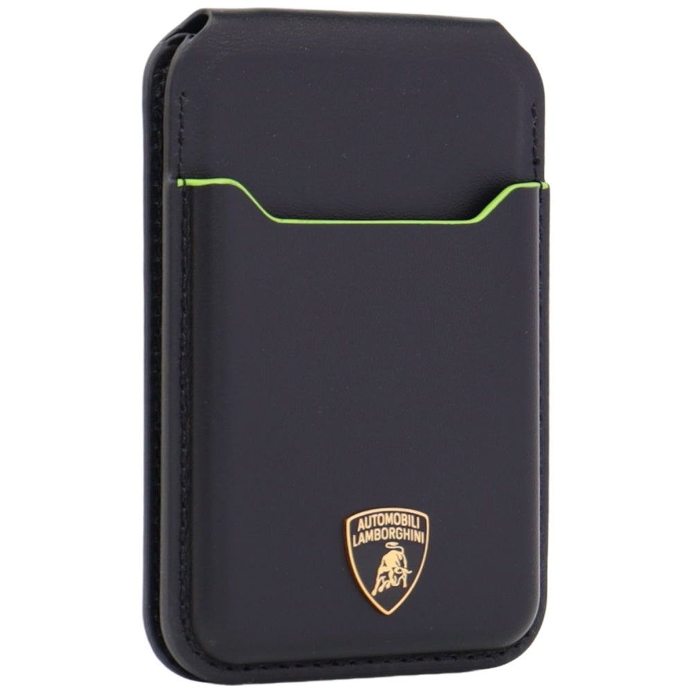 Lamborghini D1 ægte læder MagSafe telefon tegnebog - sort og grøn