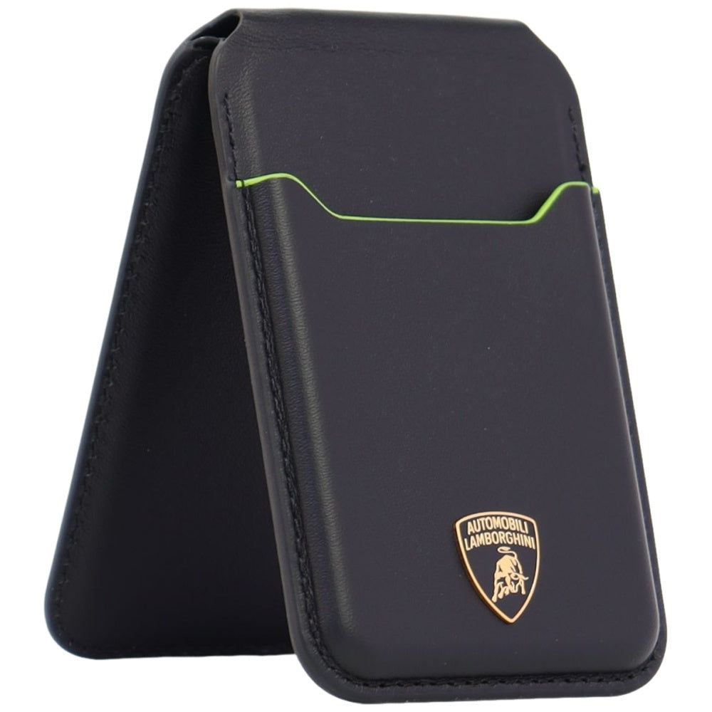 Lamborghini D1 ægte læder MagSafe telefon tegnebog - sort og grøn