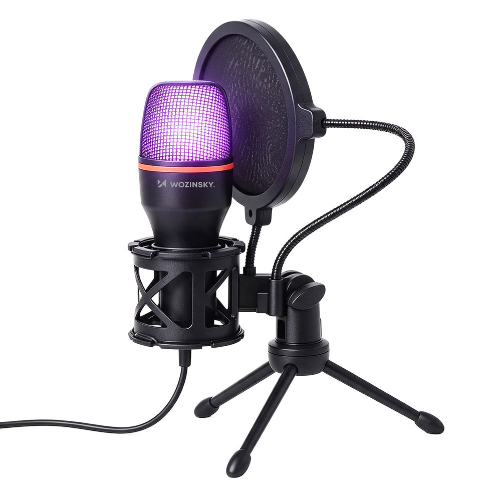 Wozinsky Studio Gaming USB Computer Microphone with RGB Stand - Black