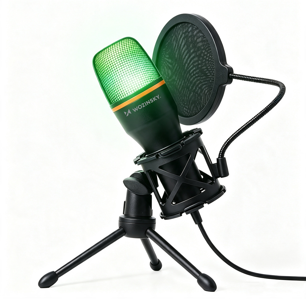 Wozinsky Studio Gaming USB Computer Microphone with RGB Stand - Black