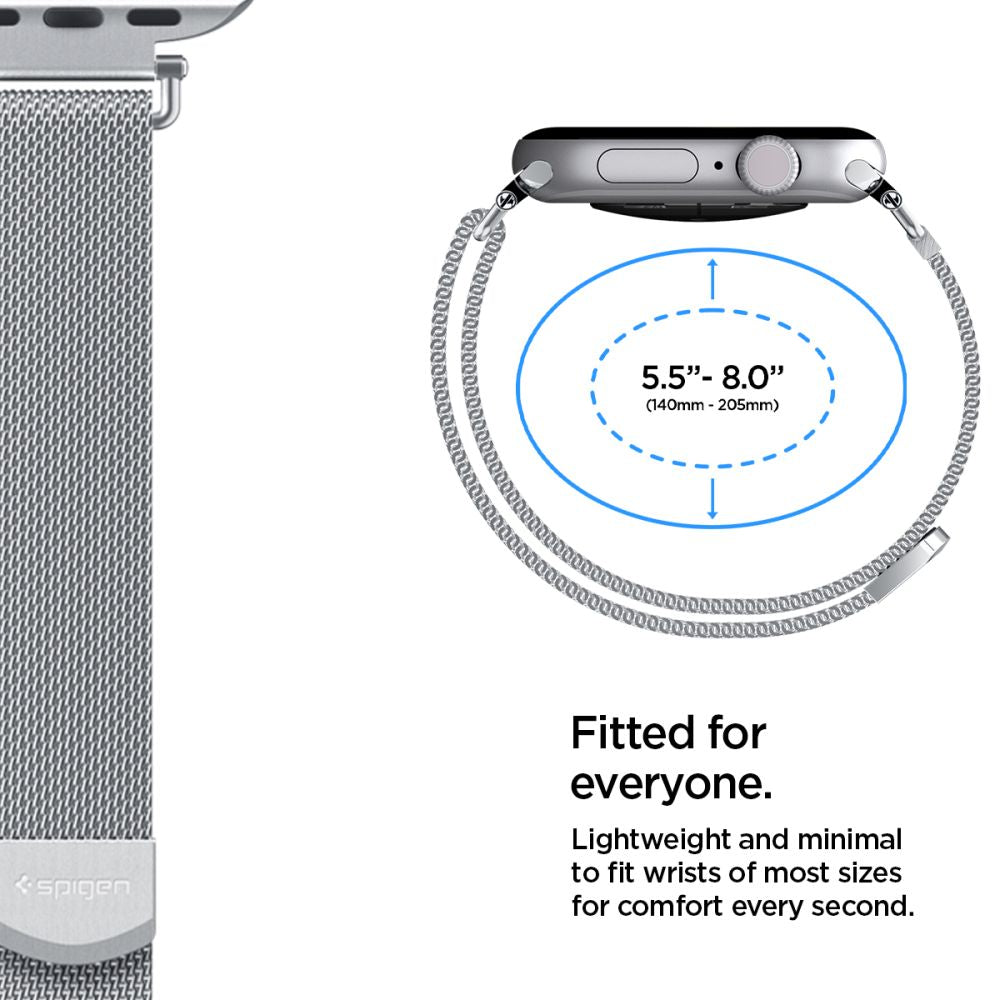 Spigen WBM4 rem til Apple Watch (40 / 41 / 42 mm) - Sølv