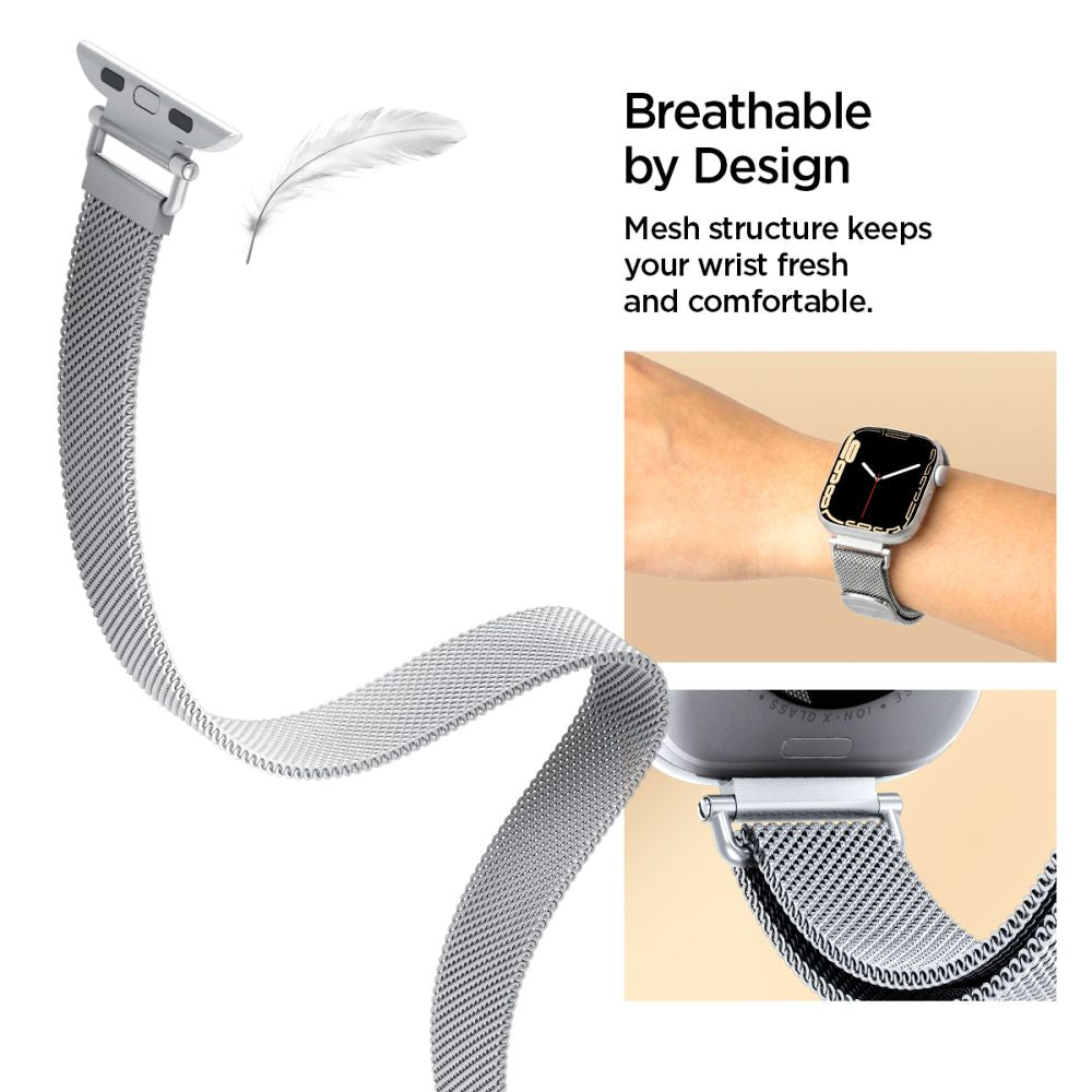 Spigen WBM4 rem til Apple Watch (40 / 41 / 42 mm) - Sølv